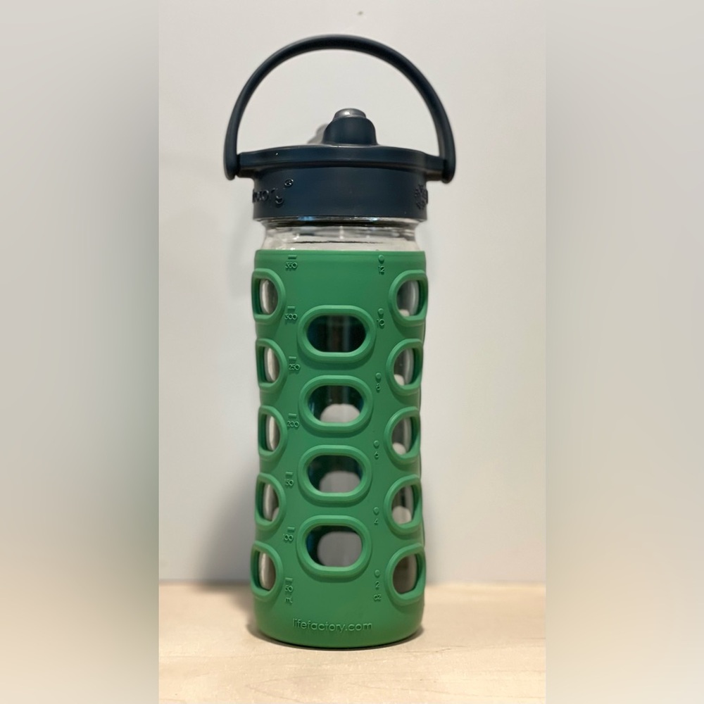Lifefactory 12 oz. Glass Water Bottle with Silicone Sleeve and Flip Cap